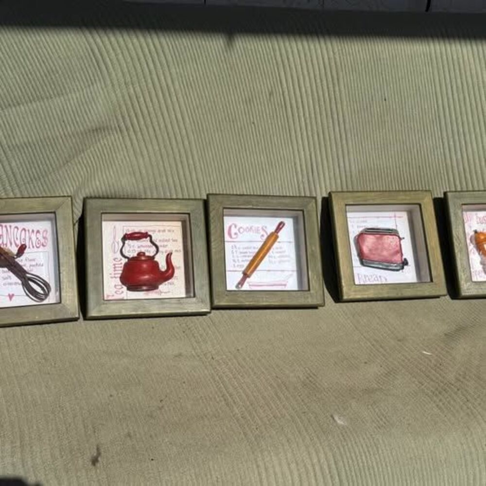 Set of 5 Kitchen Themed Shadow Box Wall Art